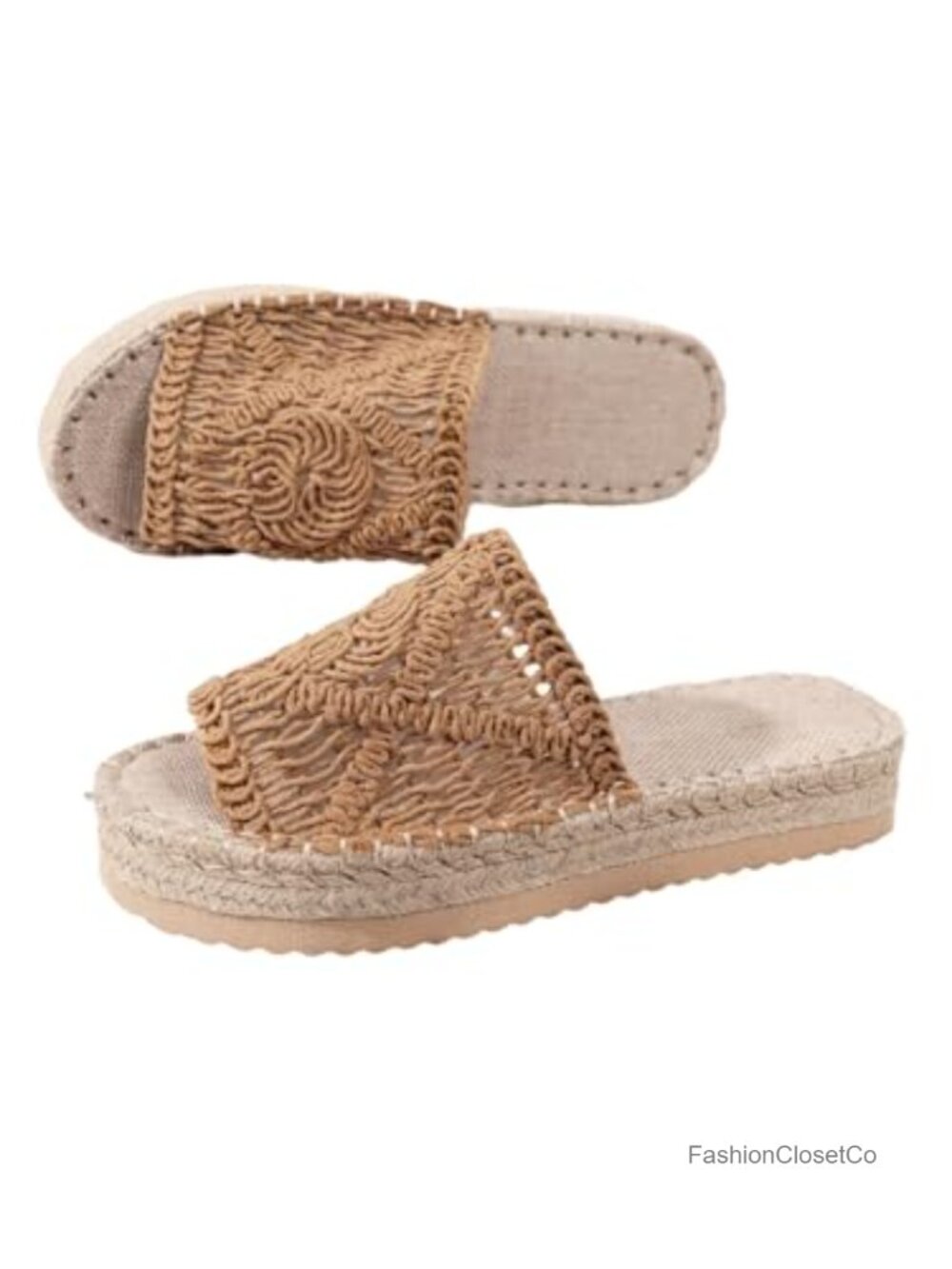 Bohemian Braided Crochet Platform Wedge Slide Sandals Vacation Beach Shoes